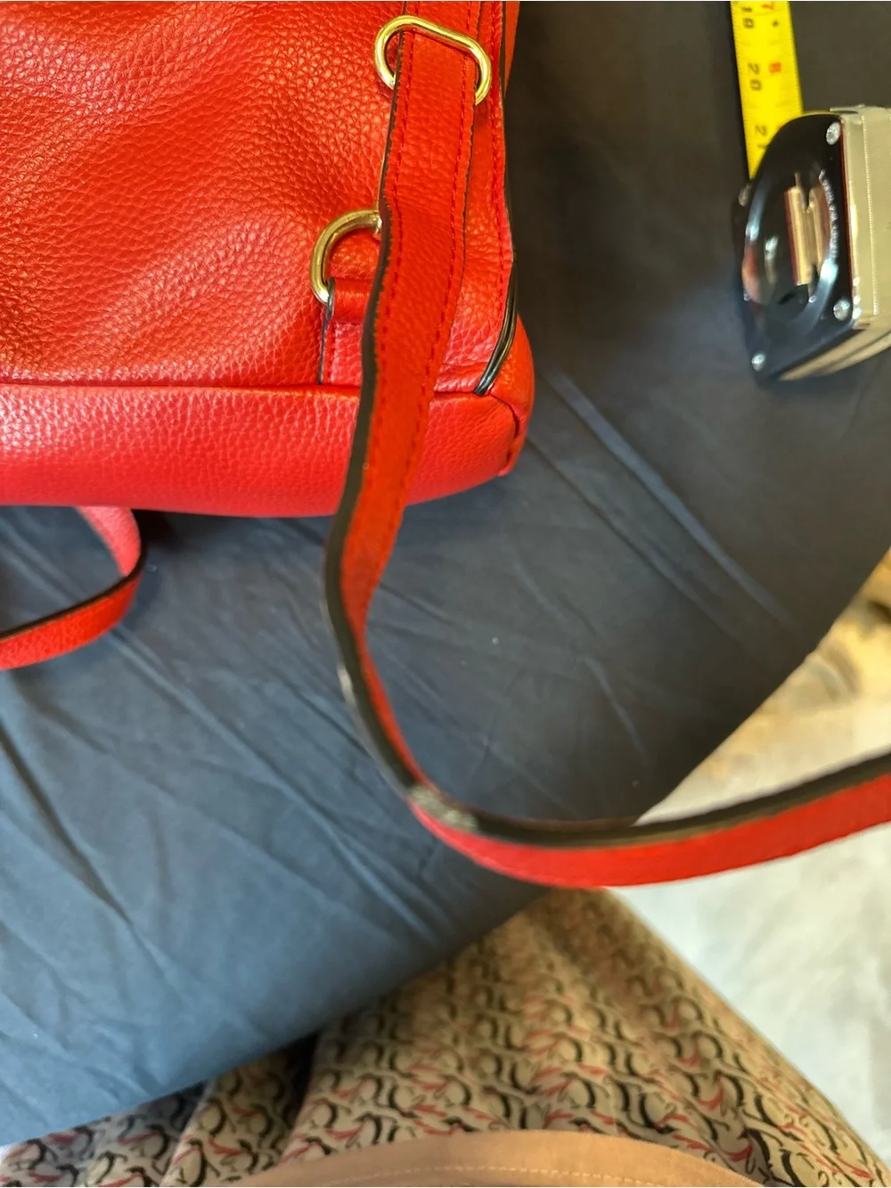 Nanette Lepore Red Pebbled Satchel with Gold Hardware